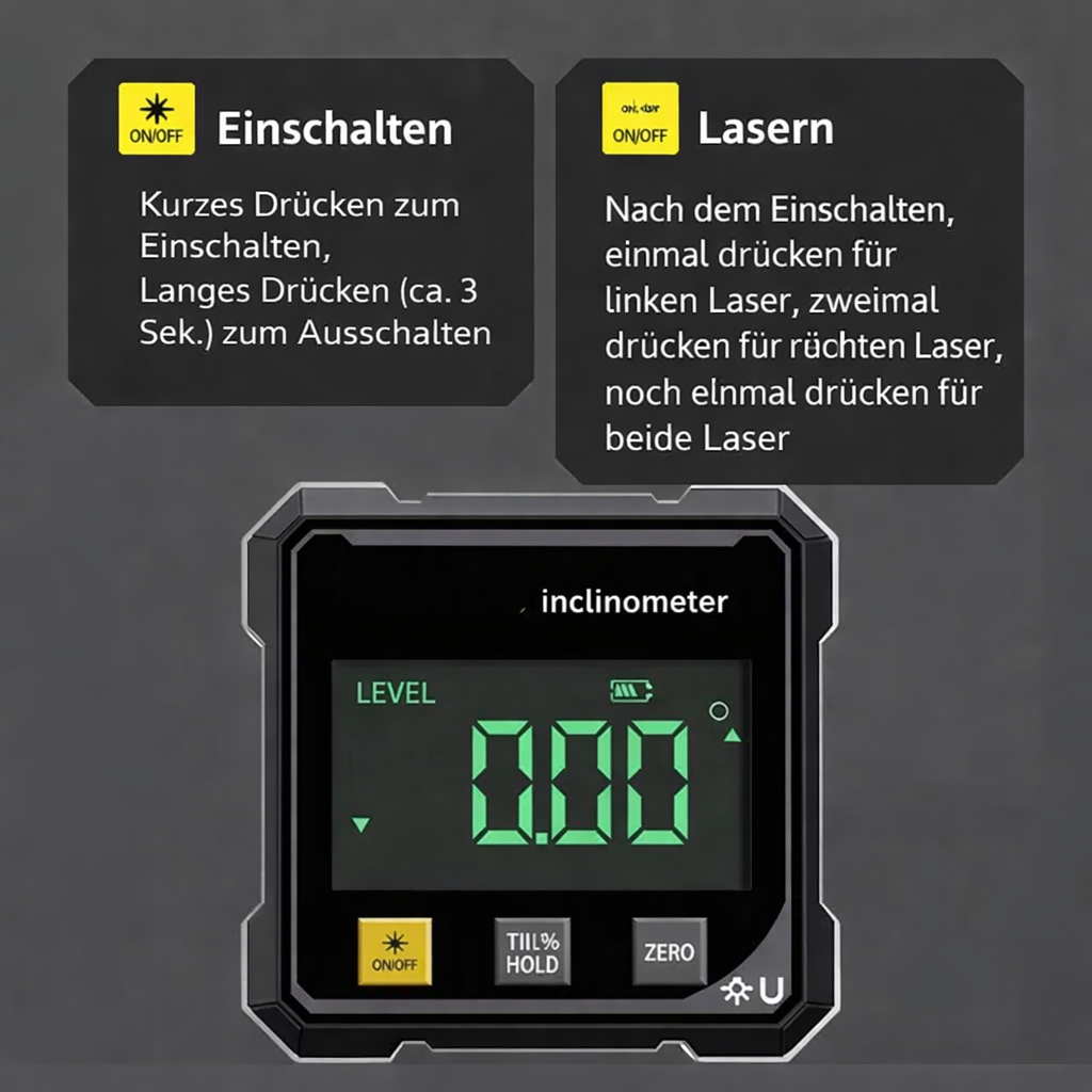 Digital Inclinometer Magnetic Base & Laser Guide High-Precision LCD