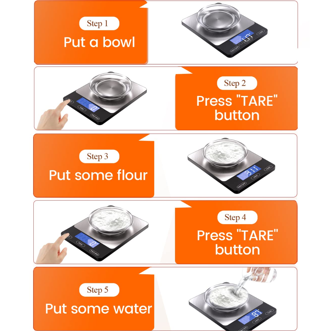 Digital Kitchen Scale 15 kg USB-C Rechargeable