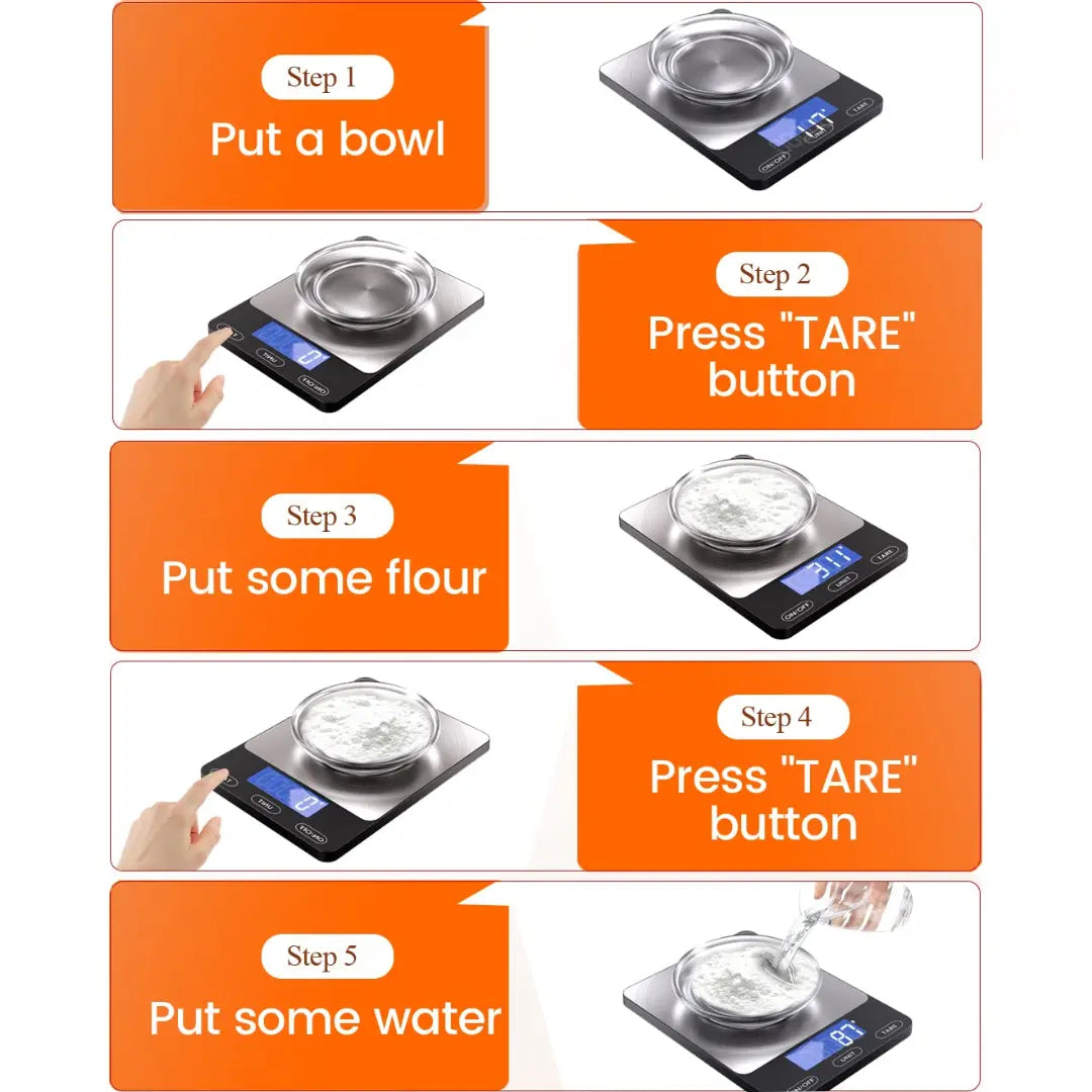 Digital Kitchen Scale Backlit LCD Tare 15 Kg Capacity