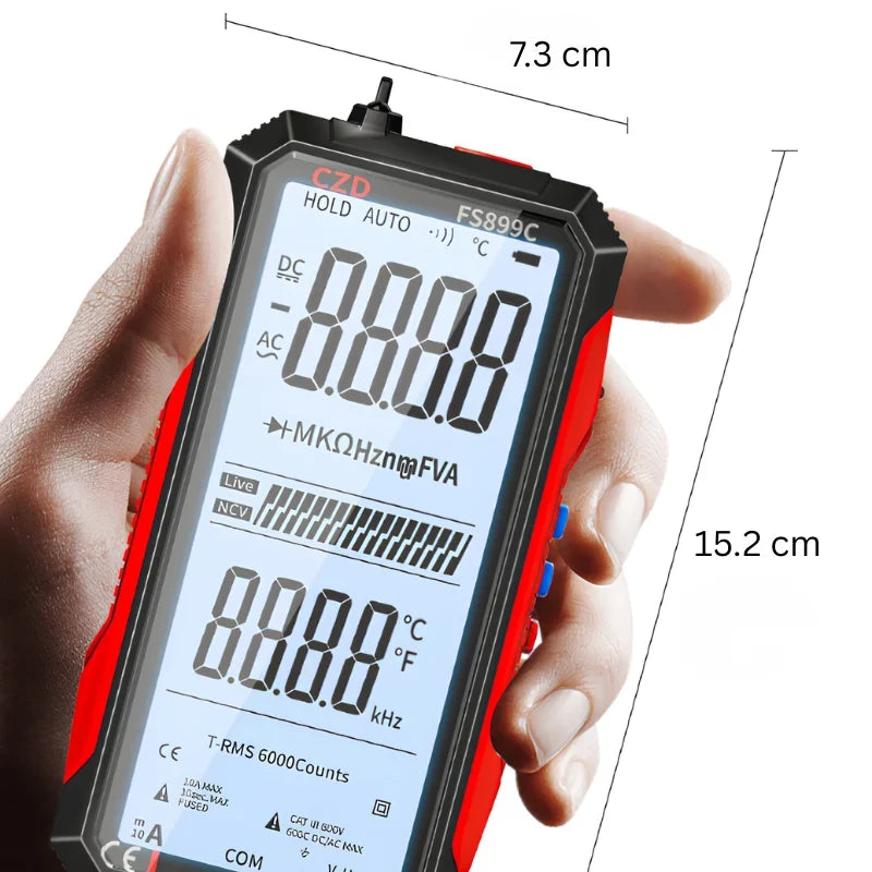 Digital Multimeter Auto-Range Large LCD USB Rechargeable