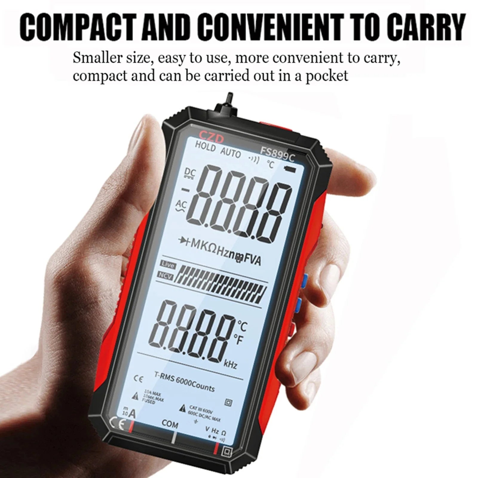 Digital Multimeter Auto-Range Large LCD USB Rechargeable