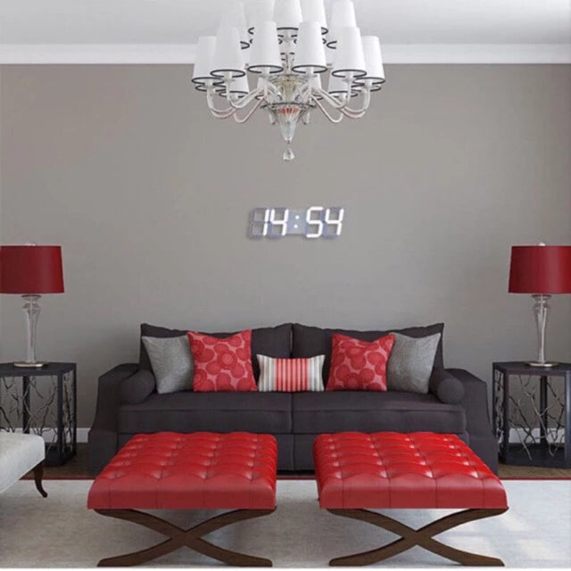 Digital Wall Clock Large Dimmable LED Remote & USB-Powered