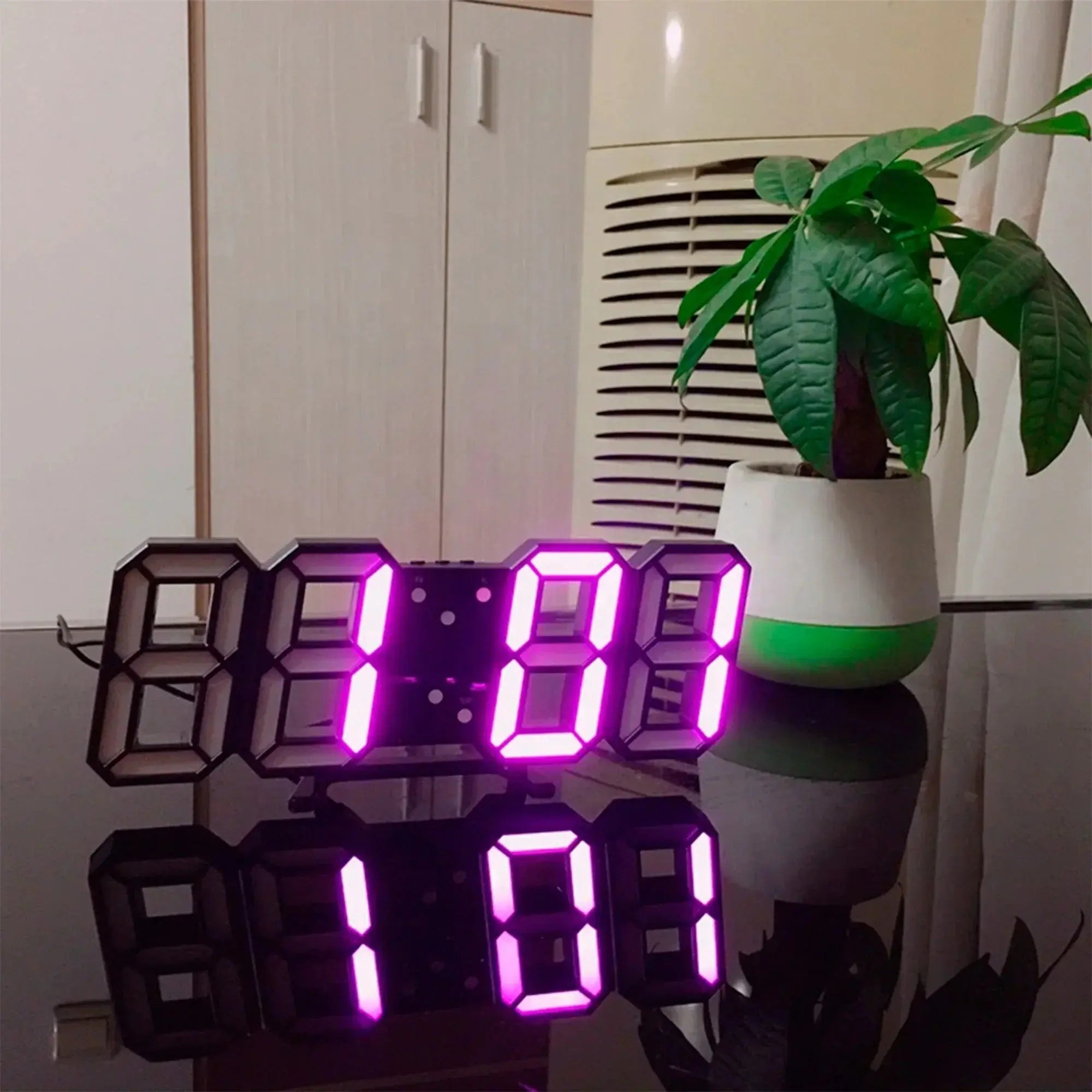 Digital Wall Clock Large Dimmable LED Remote & USB-Powered