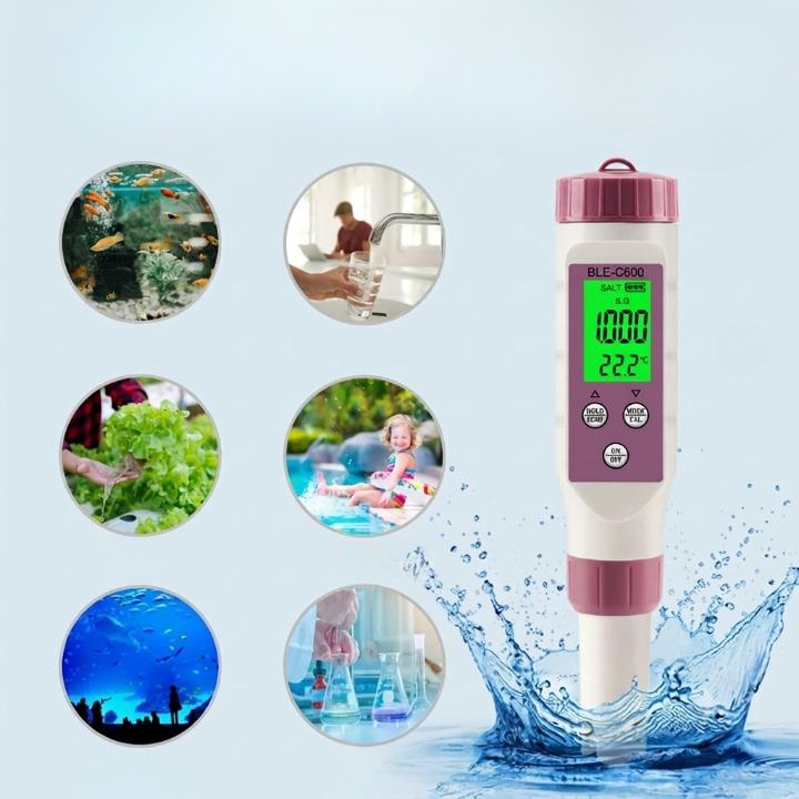 Digital Water Tester 7-in-1 Bluetooth Backlit LCD