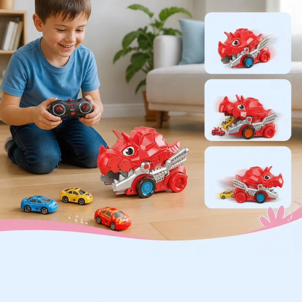 Dino Truck Remote-Controlled Grabs & Releases Cars