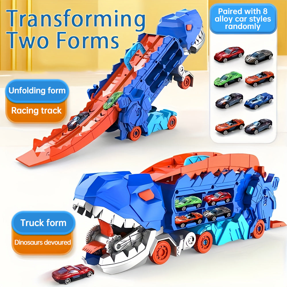 Dinosaur Transport Truck Foldable Racetrack & Storage BPA-Free