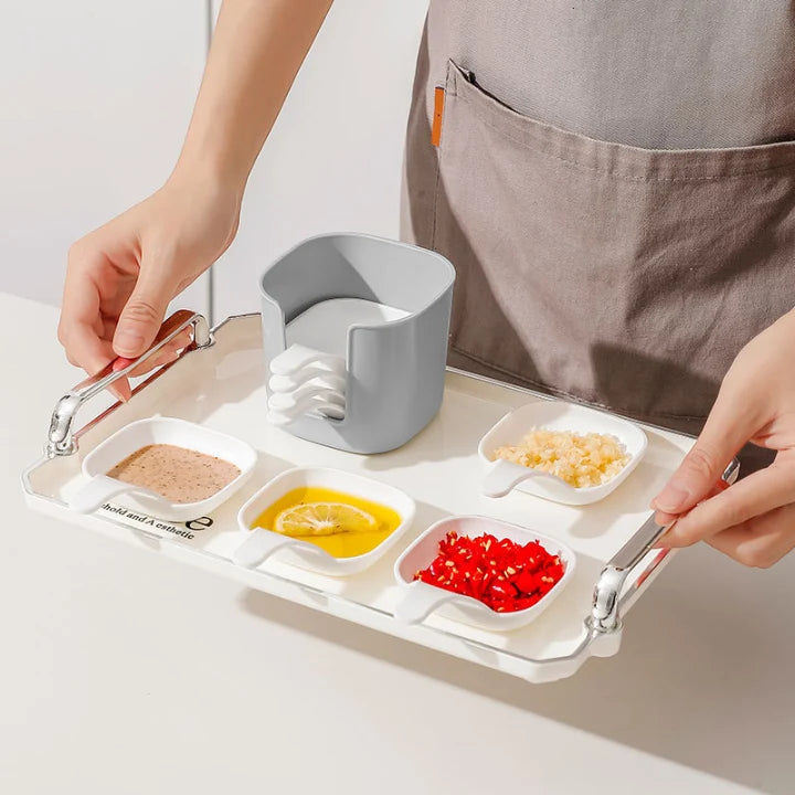 Dip Bowl Set Removable Bowls Space-Saving Holder