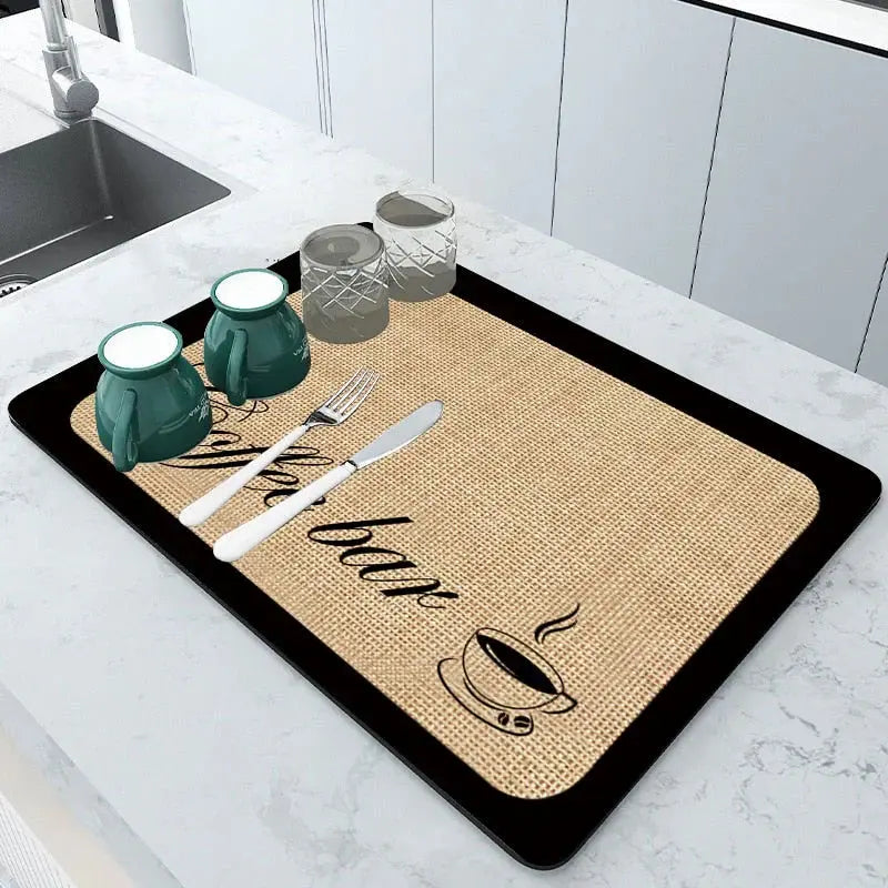 Dish Drying Mat Highly Absorbent Soft Non-Slip Machine Washable