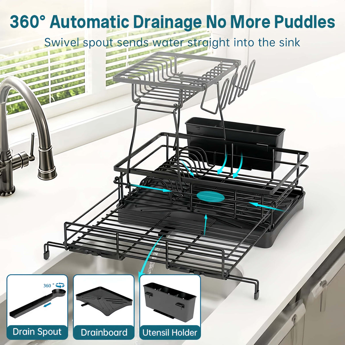 Dish Rack Two-Tier Pull-Out Side & Drip Tray