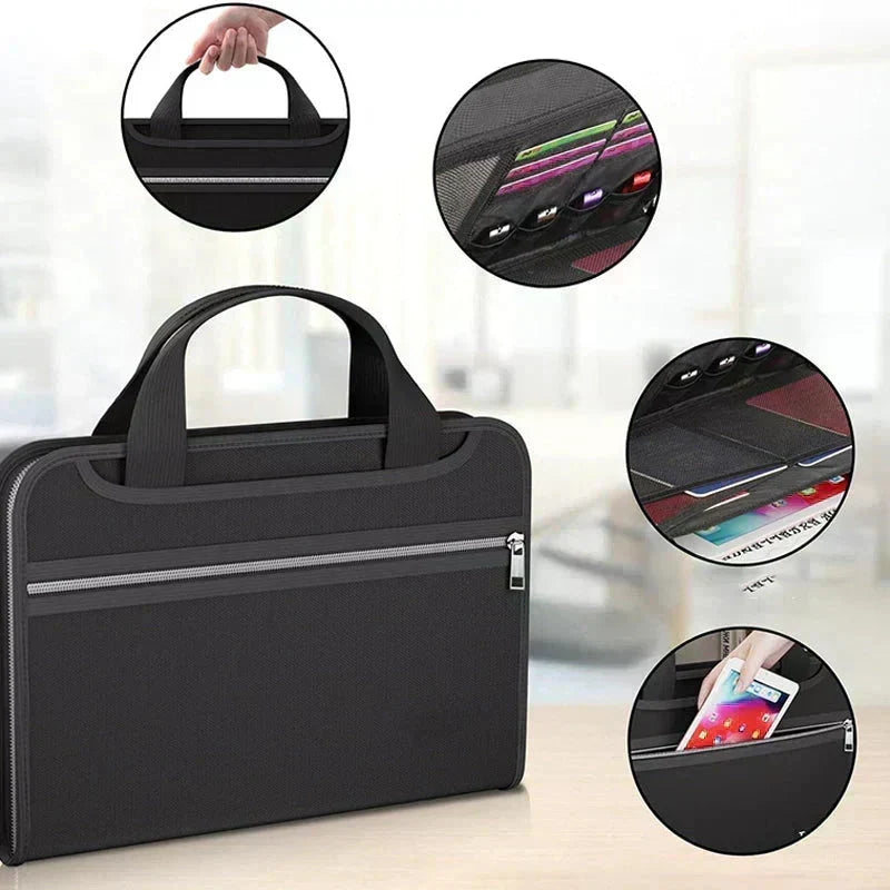 Document Folder Fireproof & Water-Resistant 12-Compartment Organizer