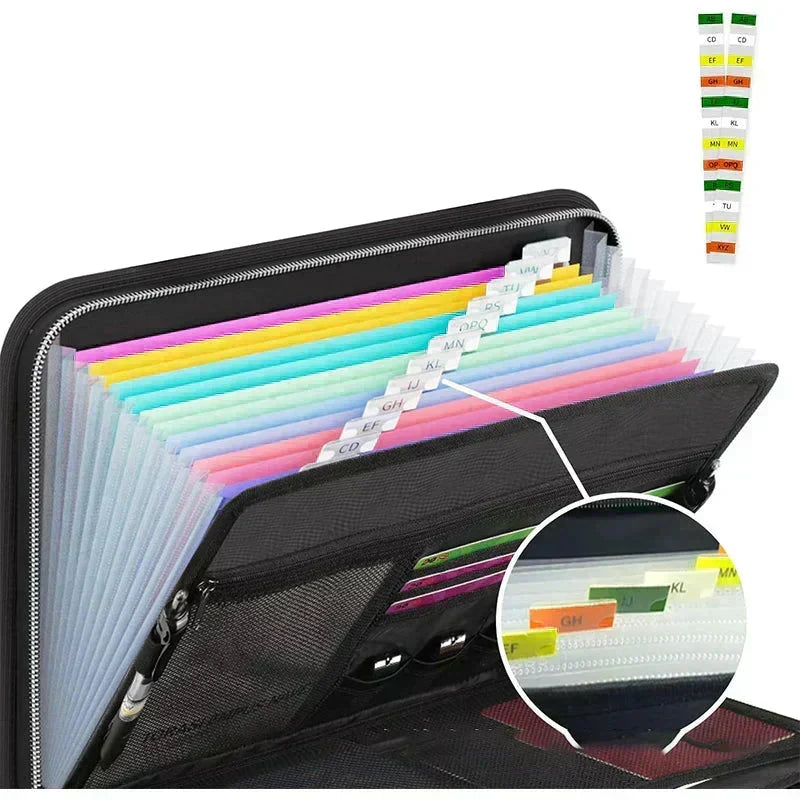 Document Folder Fireproof & Water-Resistant 12-Compartment Organizer