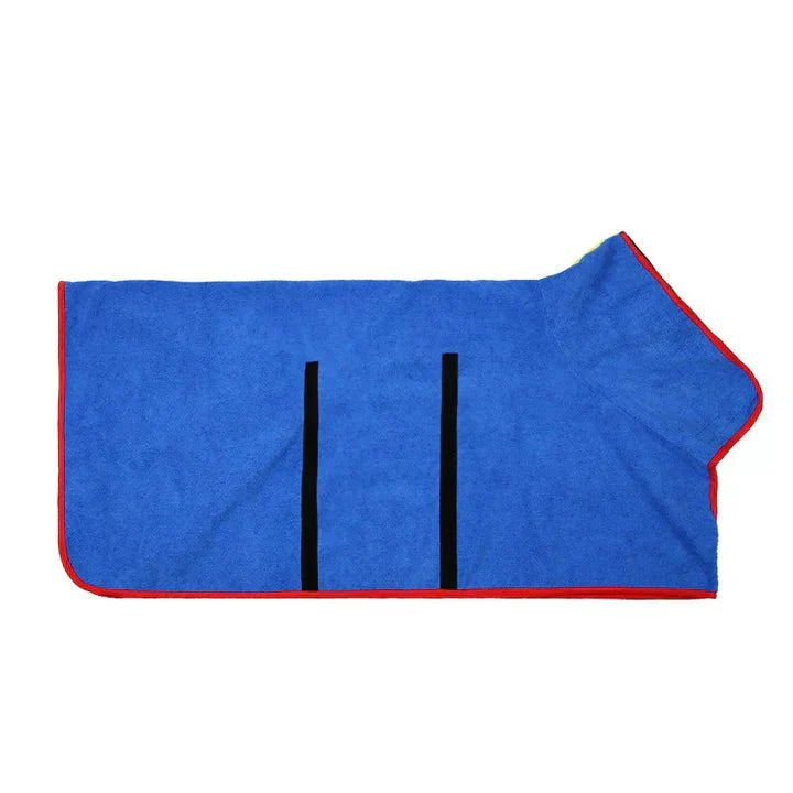 Dog Bathrobe Super-Absorbent Polyester Blend Velcro Closure & Adjustable Collar