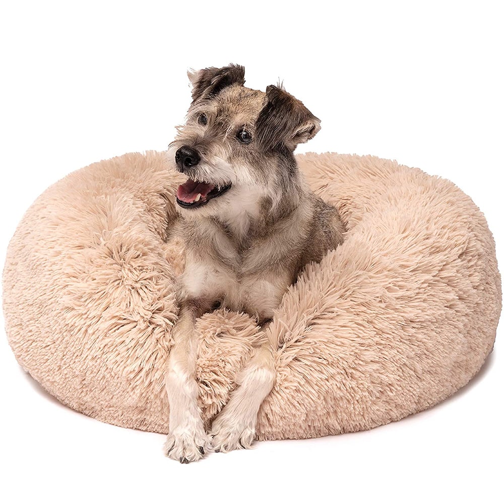 Dog Bed Calming Donut Memory Foam & Plush Cover