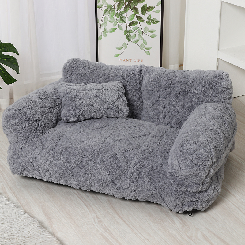 Dog Bed Plush Velour Bolster & Supportive Filling