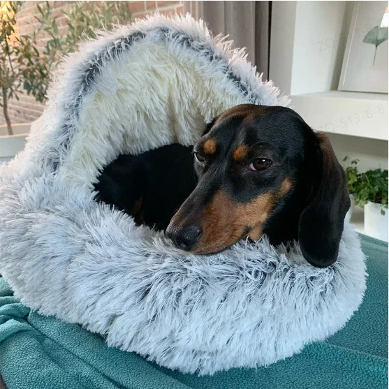 Dog Bed Round Plush Raised Edge Non-Slip Machine Washable