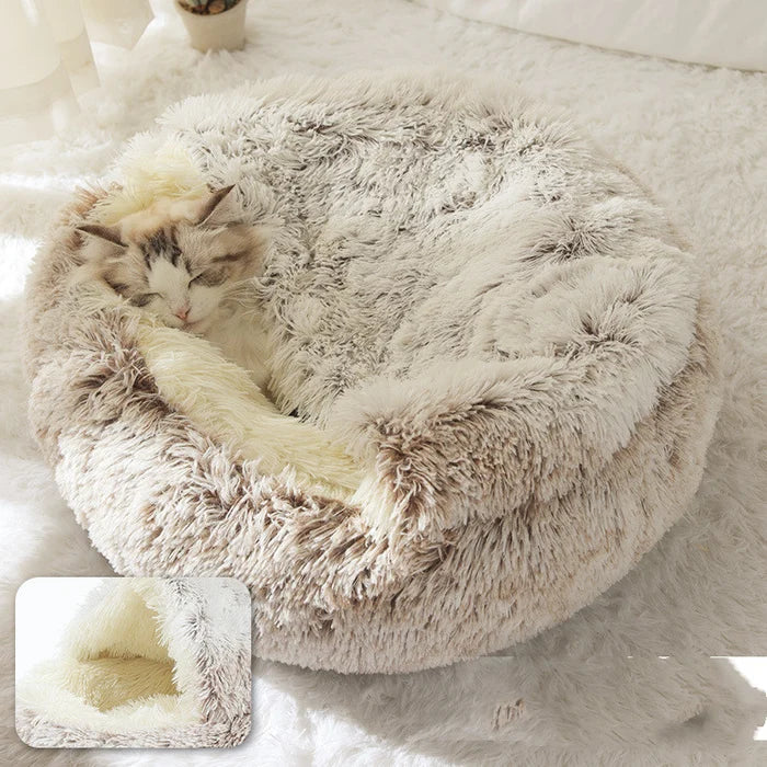 Dog Bed Round Plush Raised Edge Non-Slip Machine Washable