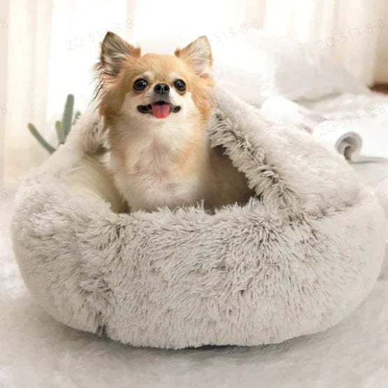 Dog Bed Round Plush Raised Edge Non-Slip Machine Washable