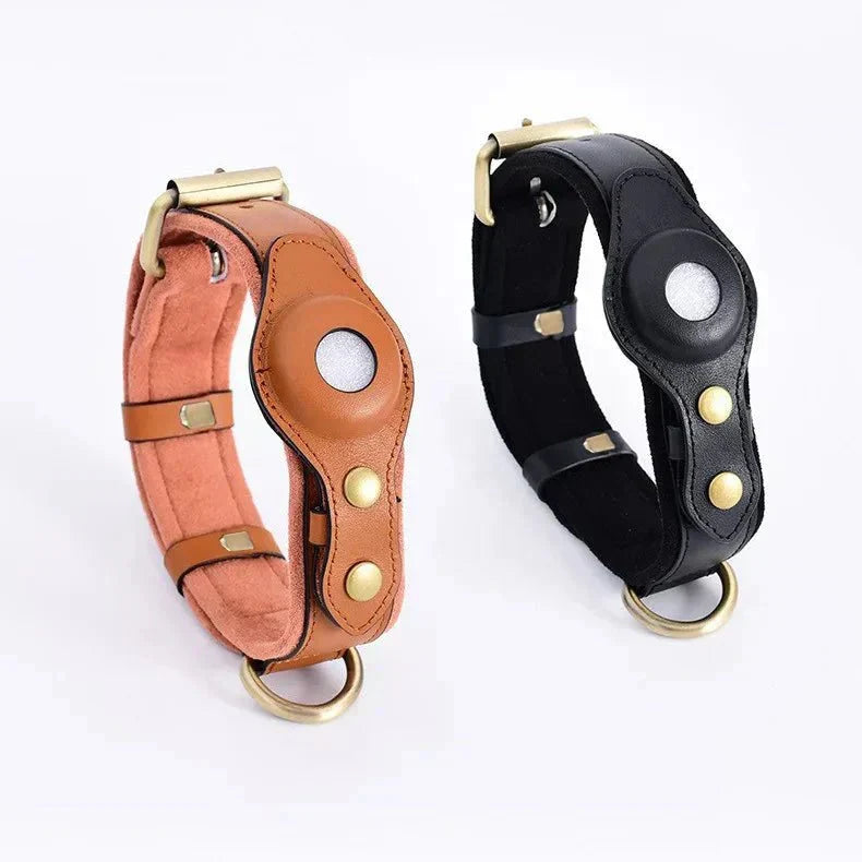 Dog Collar AirTag Holder Recycled Leather Waterproof