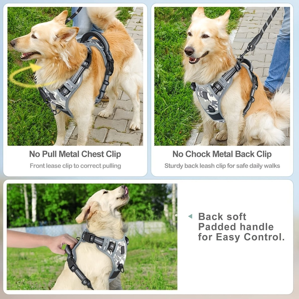 Dog Harness Anti-Pull Padded Handle Breathable Mesh