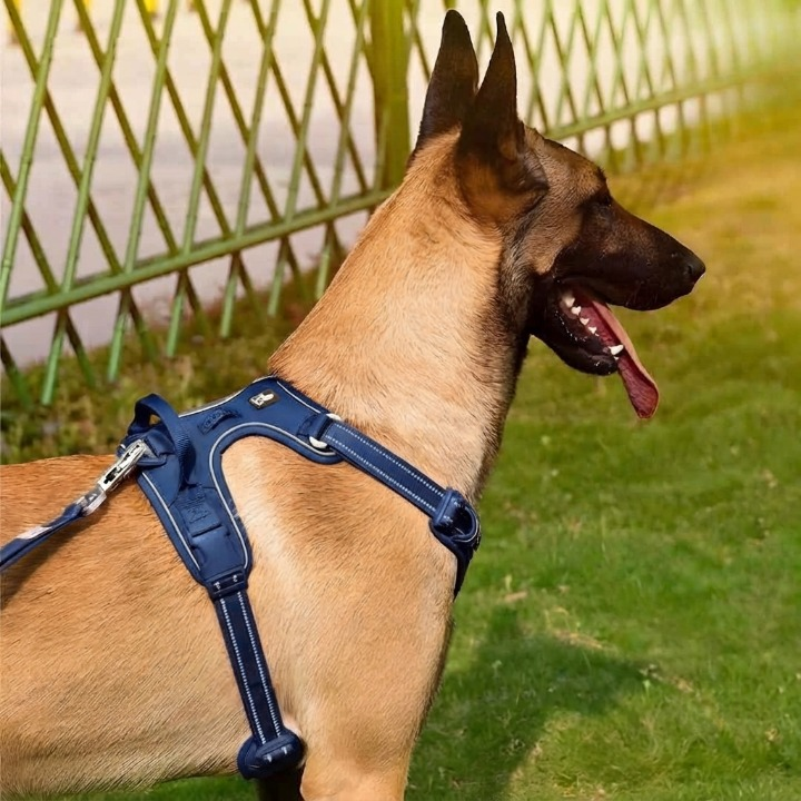 Dog Harness Breathable Fabric Adjustable Straps One-Hand Release Buckles