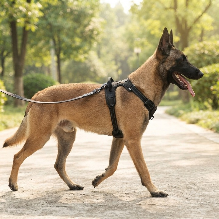 Dog Harness Breathable Fabric Adjustable Straps One-Hand Release Buckles