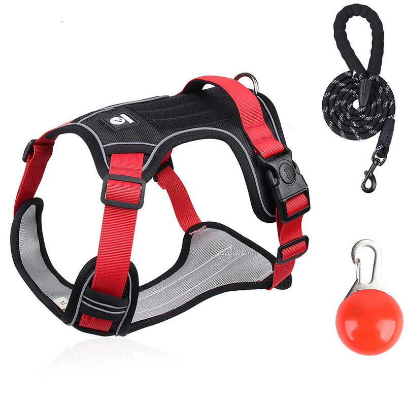 Dog Harness Set Anti-Pull Front-Clip Padded Adjustable LED Collar