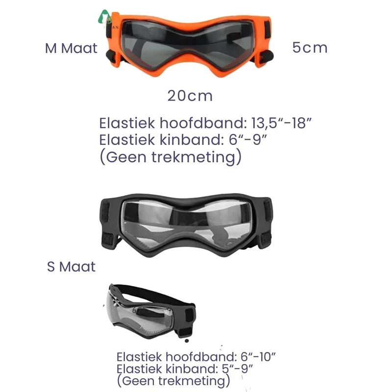 Dog Helmet & Goggles Adjustable Fit & Polycarbonate Lenses