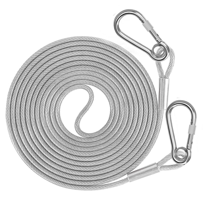 Dog Leash Chew-Resistant Steel Core Heavy-Duty Carabiners
