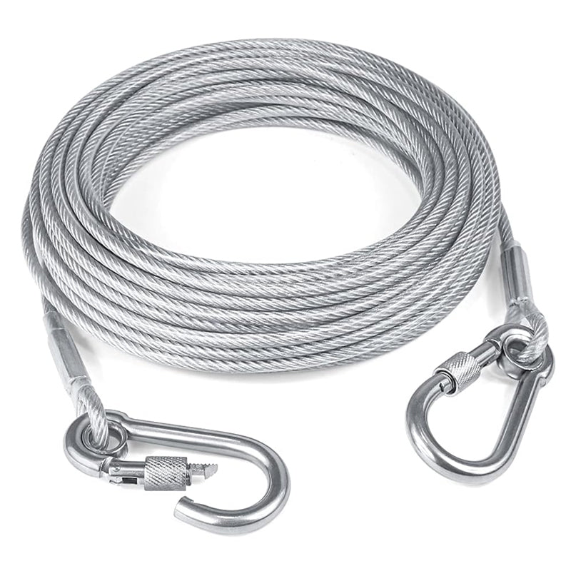 Dog Leash Chew-Resistant Steel Core Heavy-Duty Carabiners
