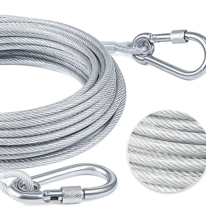 Dog Leash Chew-Resistant Steel Core Heavy-Duty Carabiners