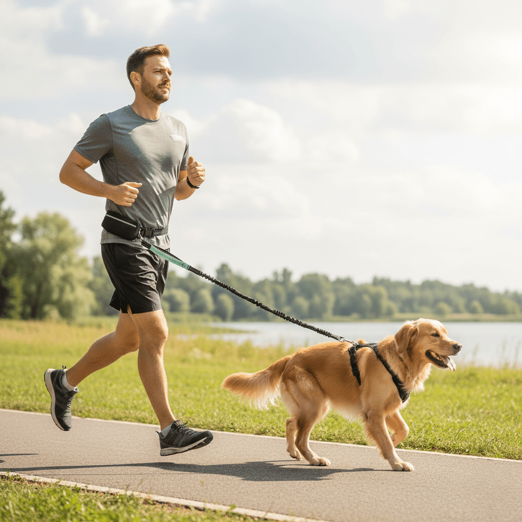 Dog Leash Hands-Free Shock-Absorbing Adjustable Hip Belt