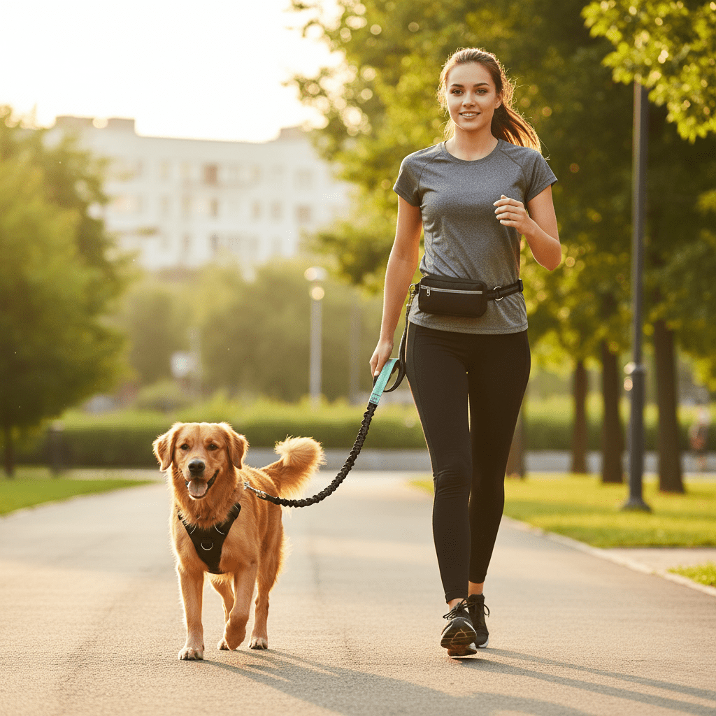 Dog Leash Hands-Free Shock-Absorbing Adjustable Hip Belt