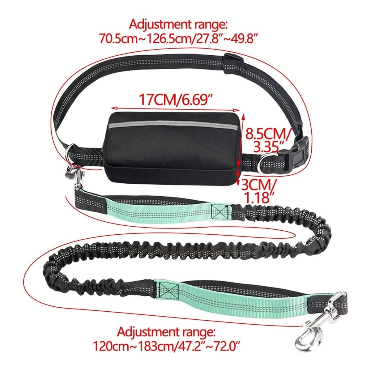 Dog Leash Hands-Free Shock-Absorbing Adjustable Hip Belt