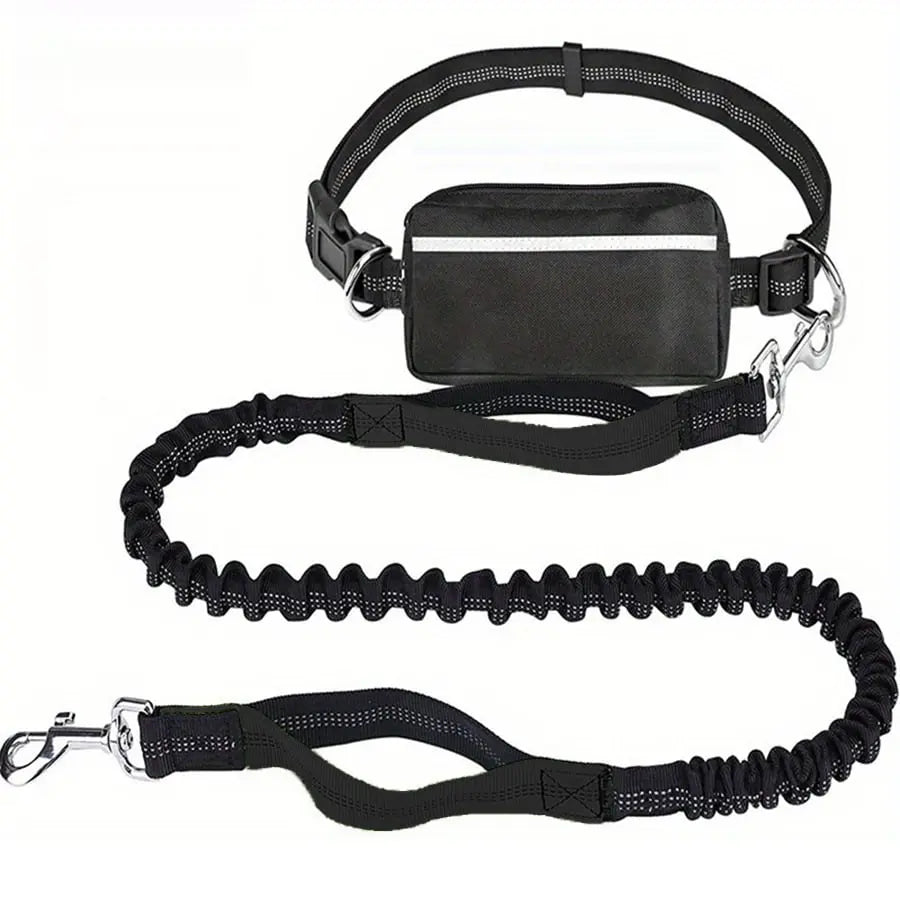 Dog Leash Hands-Free Shock-Absorbing Bungee & Zipper Pocket