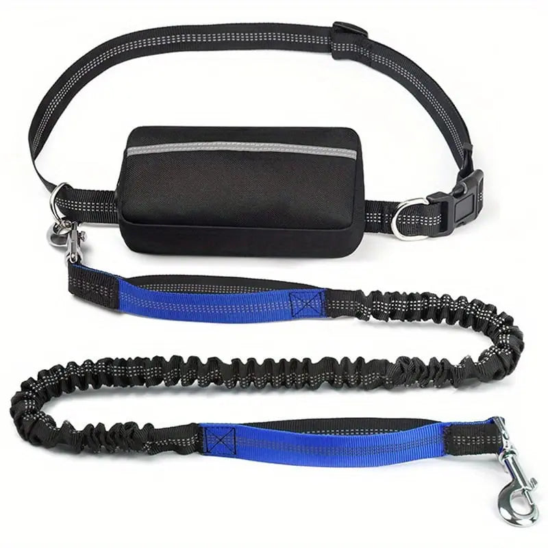 Dog Leash Hands-Free Shock-Absorbing Bungee & Zipper Pocket