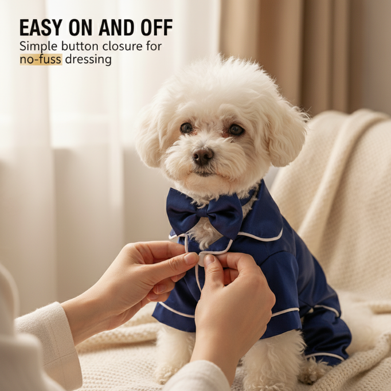 Dog Pajamas Silky Satin & Breathable Acrylic Snap Buttons