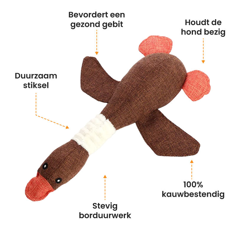 Dog Toy Duck Chew-Resistant Dental Health Organic & Non-Toxic