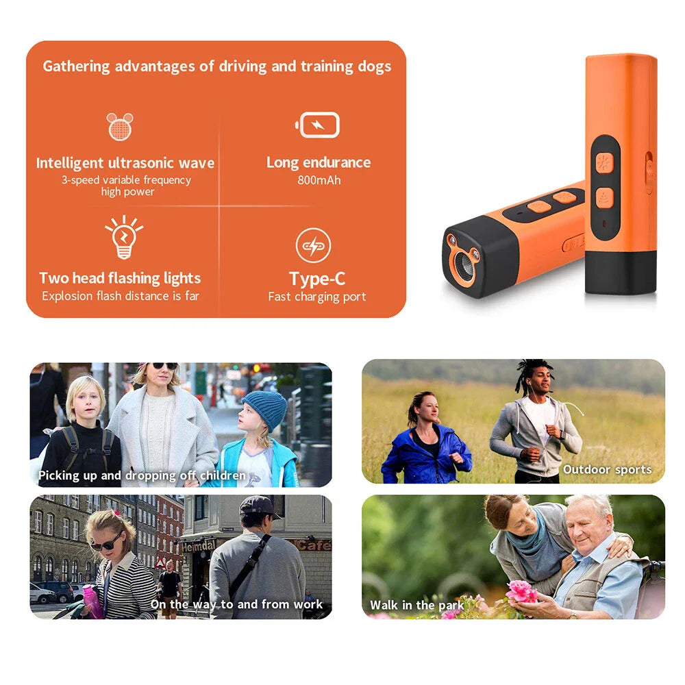 Dog Trainer Ultrasonic Bark Control 3 Modes USB Rechargeable