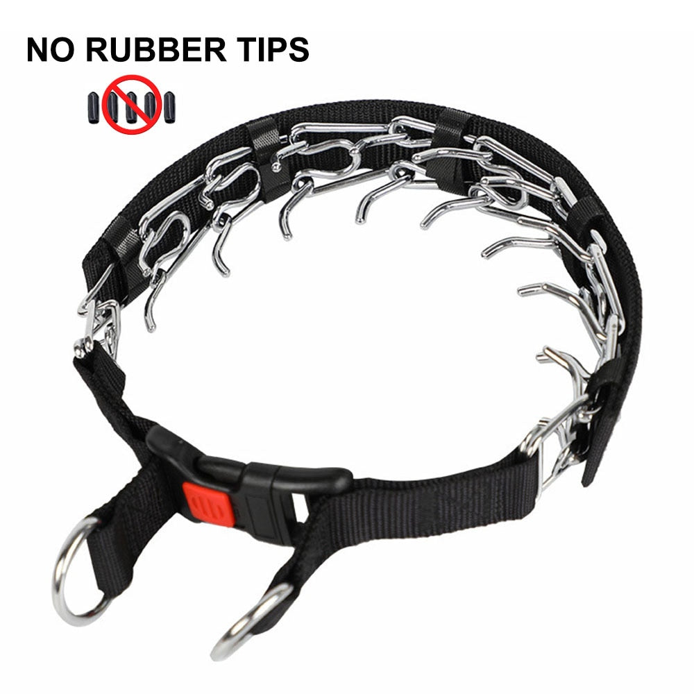 Dog Training Collar Quick-Release Buckle & D-Ring Chrome-Plated Chain