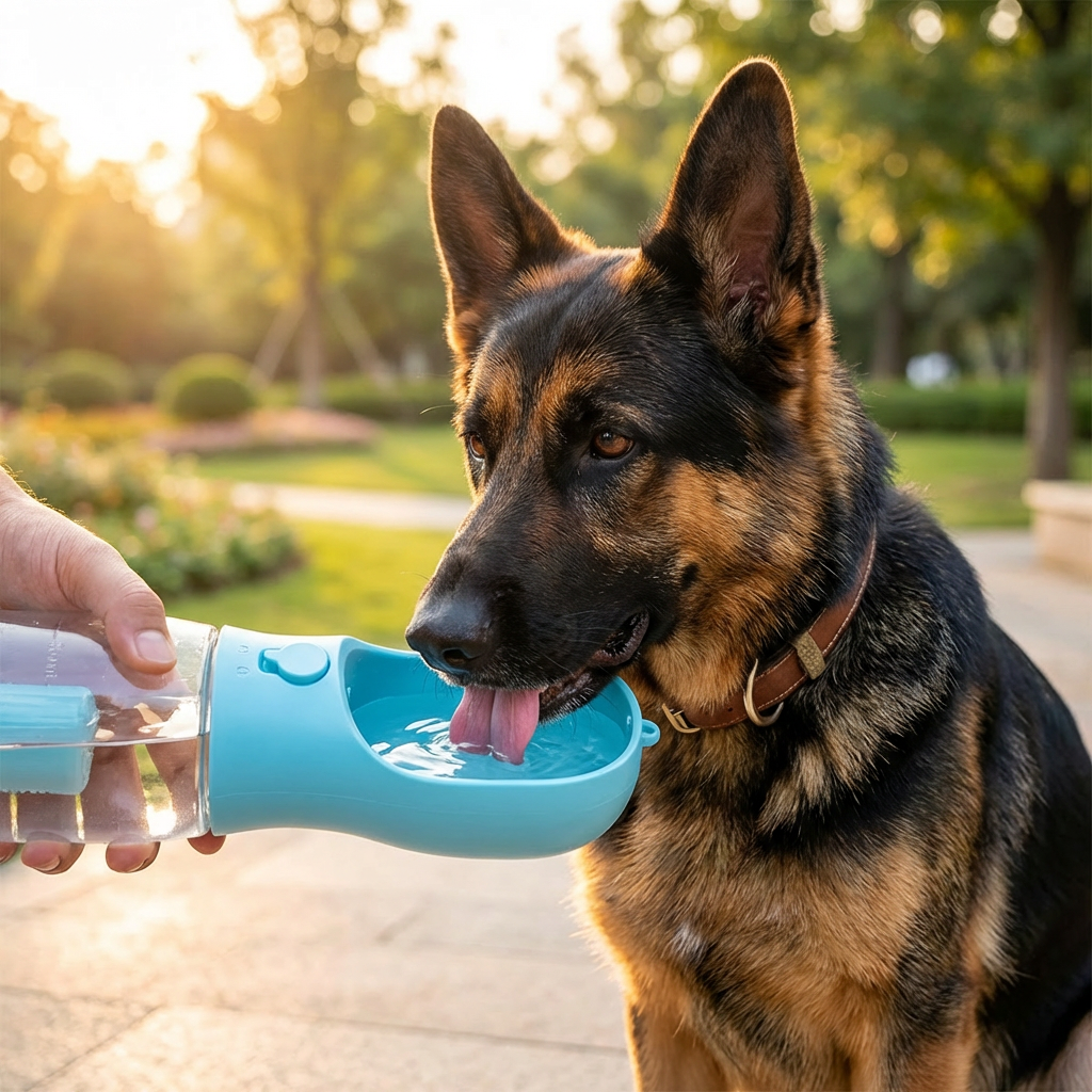 Dog Travel Water Bottle 3-in-1 600ml Built-In Bowl