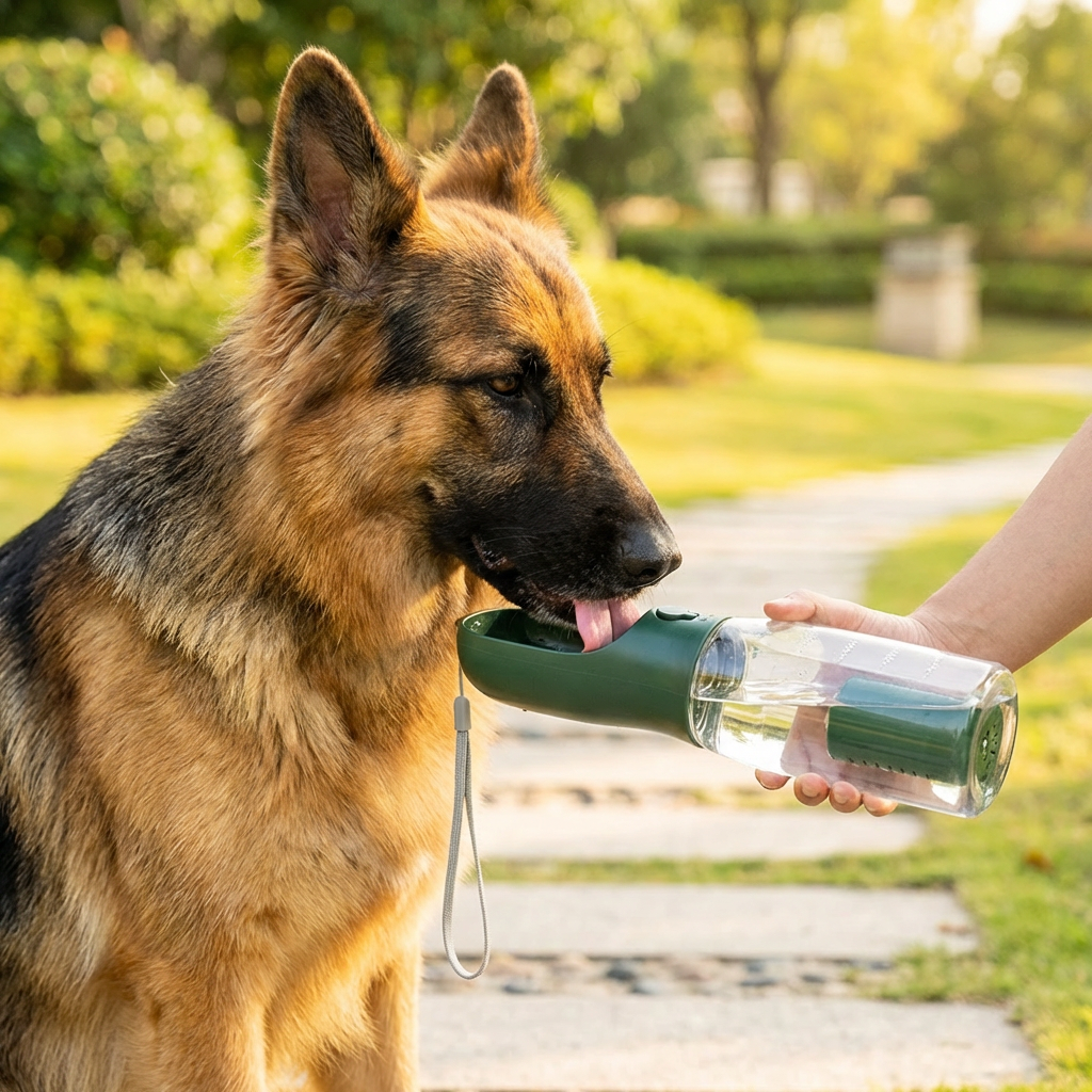 Dog Travel Water Bottle 3-in-1 600ml Built-In Bowl