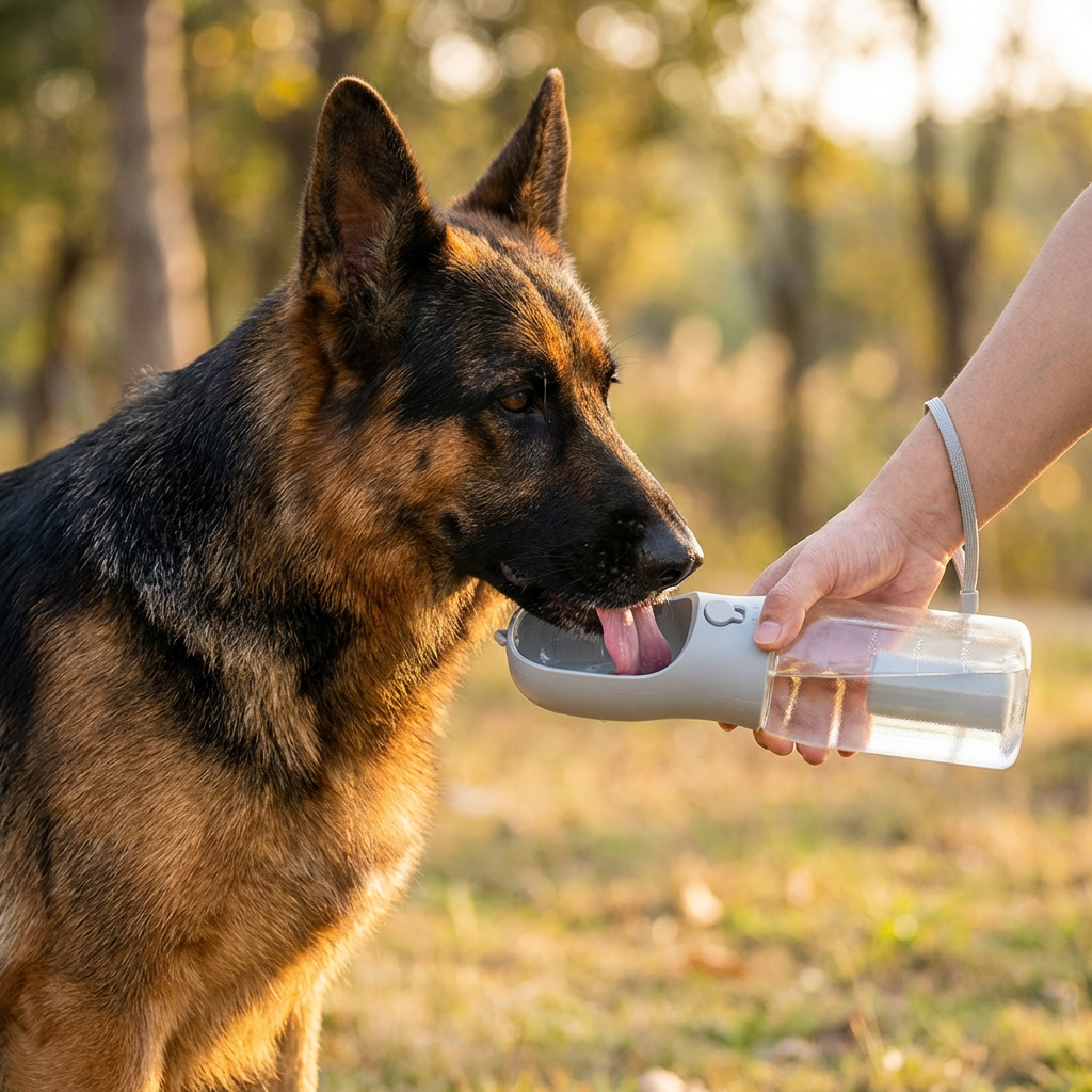 Dog Travel Water Bottle 3-in-1 600ml Built-In Bowl