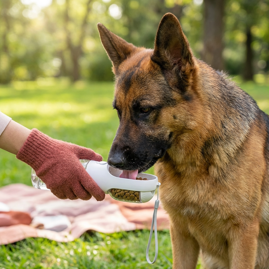 Dog Travel Water Bottle 3-in-1 600ml Built-In Bowl