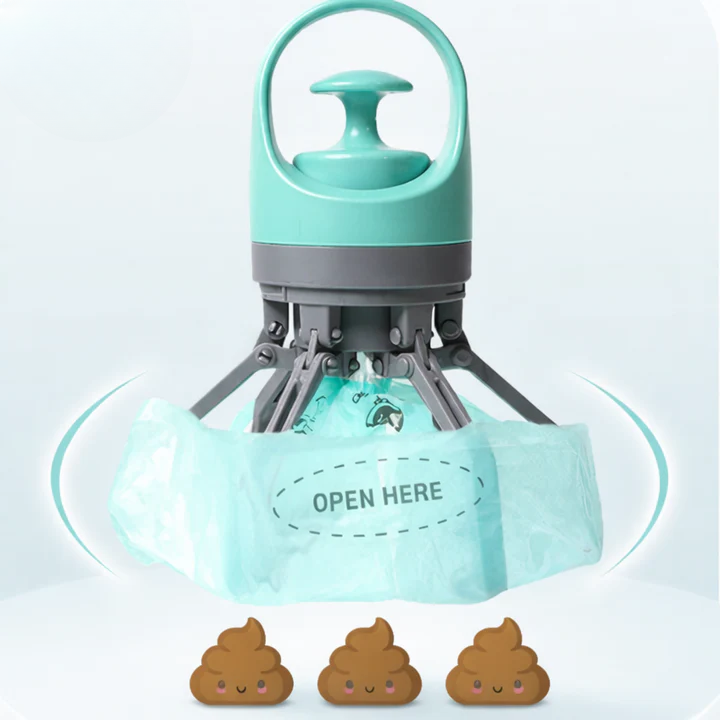 Dog Waste Grabber Touch-Free Six-Prong Integrated Bag Dispenser