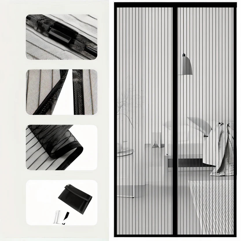 Door Curtain Polyester Mesh Self-Adhesive Magnetic Closure