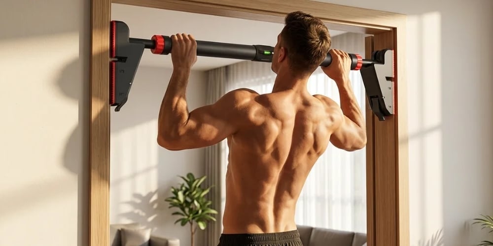 Door Frame Pull-Up Bar No-Drill Triple Lock Built-In Level