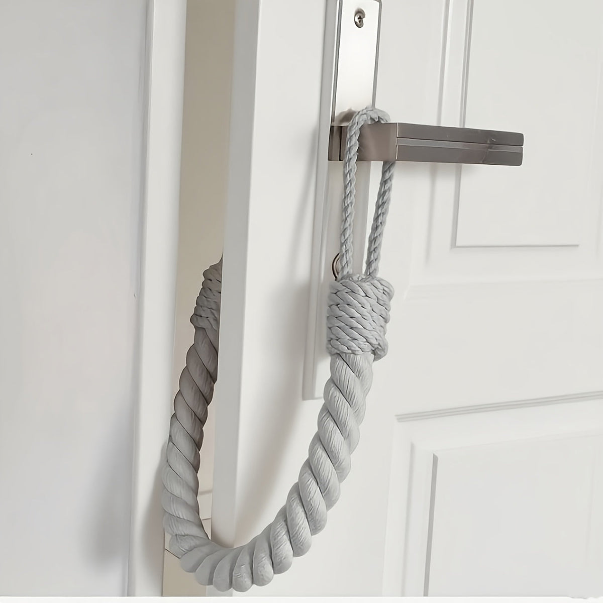 Door Stop Braided Cotton-Blend Rope Weighted Reinforced Core 2-Pack