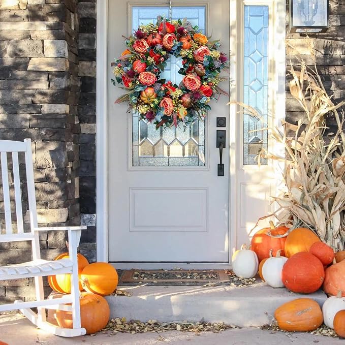 Door Wreath Autumn Artificial Weatherproof & UV Resistant