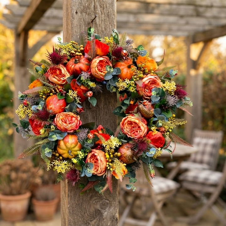 Door Wreath Autumn Artificial Weatherproof & UV Resistant