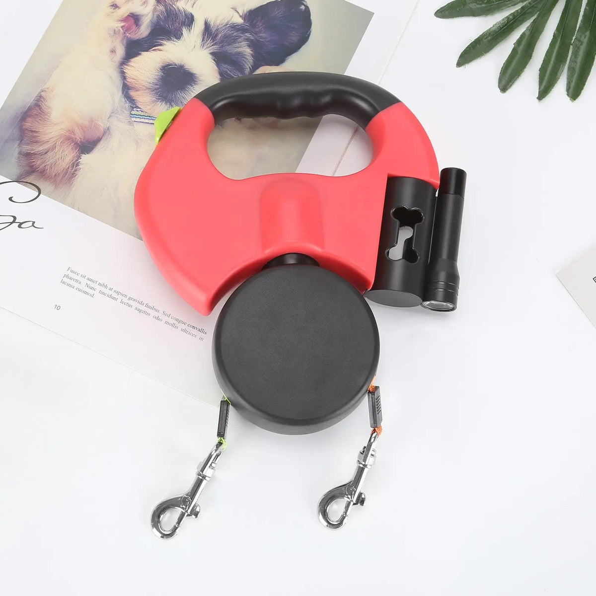 Double Retractable Leash LED & Reflective Ergonomic Handle